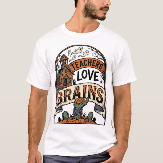ハロウィンTシャツ先生用 先生は脳が大好き_1 Tシャツ (正面)