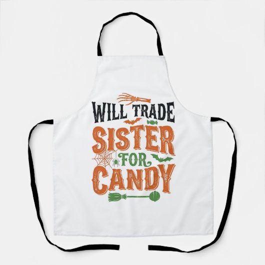 ハロウィンTシャツ お菓子と妹を交換します デザイン エプロン (正面)