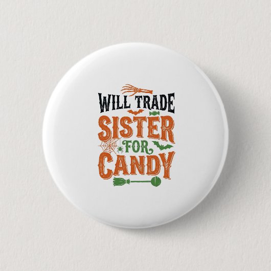 ハロウィンTシャツ お菓子と妹を交換します デザイン 缶バッジ (正面)