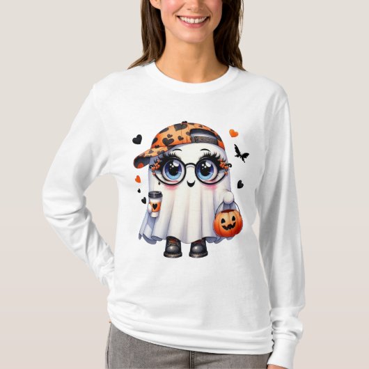 ハロウィンTシャツ 、かわいいおばけTシャツ 、パンプキンシャツ Tシャツ (正面)