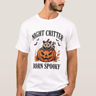 ハロウィンTシャツ 夜の生き物 アライグマ デザイン Tシャツ