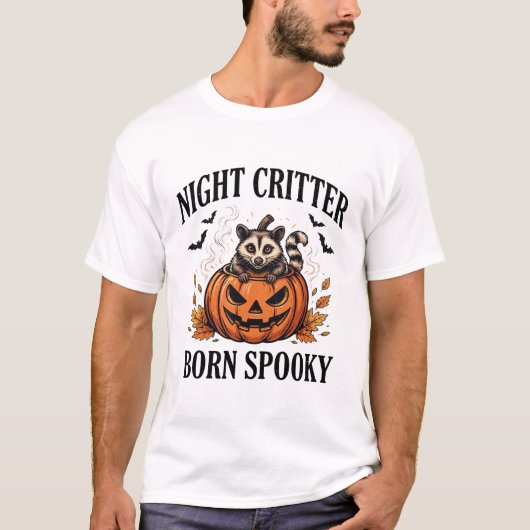 ハロウィンTシャツ 夜の生き物 アライグマ デザイン Tシャツ (正面)