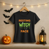 ハロウィンTシャツ; 魔法使いの顔のダサかわパロディ Tシャツ
