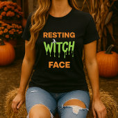 ハロウィンTシャツ; 魔法使いの顔のダサかわパロディ Tシャツ