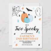 ハロウィンTWO スプーキー 2歳の誕生日 青いパンプキン 招待状 (正面)