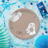 ハロウィーカワイイ幽霊誕生会 ペーパープレート (パーティー)