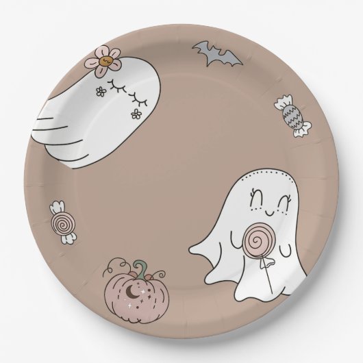 ハロウィーカワイイ幽霊誕生会 ペーパープレート (正面)