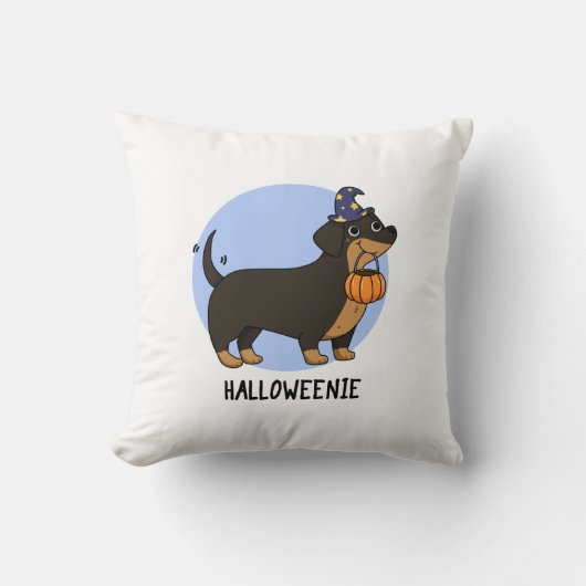 ハロウィーニー面白いソーセージ犬のダジャレ クッション (正面)