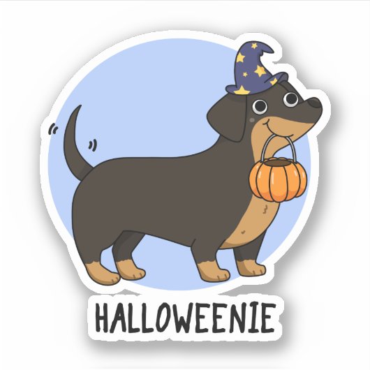ハロウィーニー面白いソーセージ犬のダジャレ シール (正面)