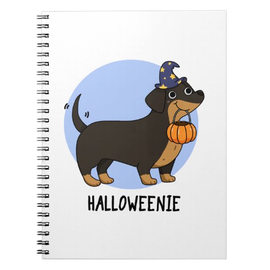 ハロウィーニー面白いソーセージ犬のダジャレ ノートブック (正面)