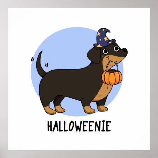 ハロウィーニー面白いソーセージ犬のダジャレ ポスター (正面)