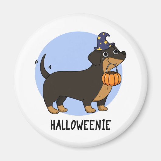 ハロウィーニー面白いソーセージ犬のダジャレ マグネット (正面)