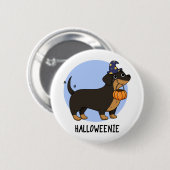 ハロウィーニー面白いソーセージ犬のダジャレ 缶バッジ (正面&裏面)