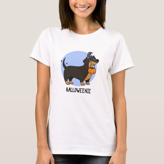 ハロウィーニー面白いソーセージ犬のダジャレ Tシャツ (正面)