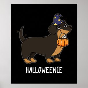 ハロウィーニー おもしろい ソーセージ 犬 ダークBG ポスター