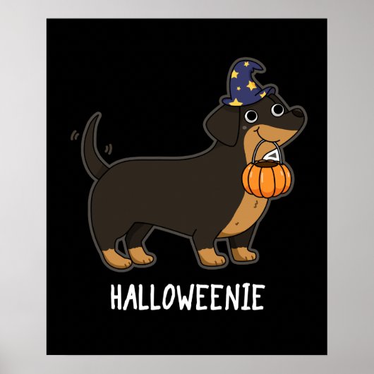ハロウィーニー おもしろい ソーセージ 犬 ダークBG ポスター (正面)