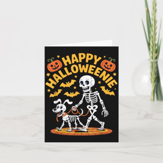 ハロウィーニー スケルトン ウォーク 面白い ドッグ ラバー カード (正面)