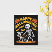 ハロウィーニー スケルトン ウォーク 面白い ドッグ ラバー カード (黄色い花)