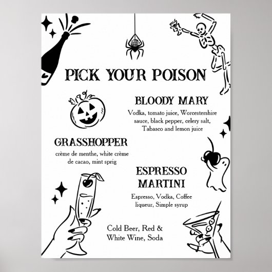 ハロウィーンあなたの毒カクテルサインのポスターを選ぶ ポスター (正面)