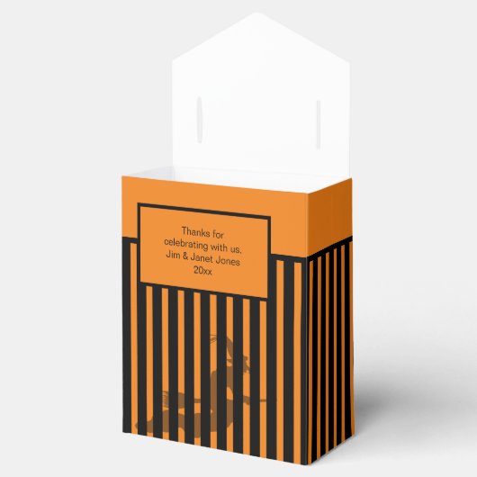 ハロウィーンありがとう：ブラック/オレンジストライプの魔女 フェイバーボックス (オープン)