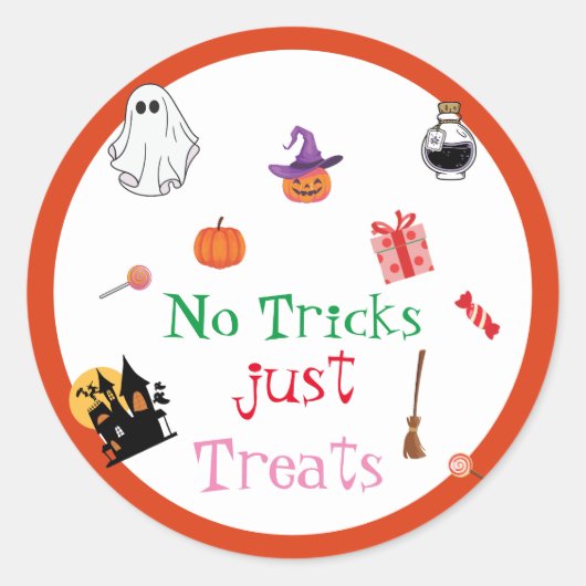 ハロウィーンいいえトリックだけで不気味なカボチャを扱う ラウンドシール (正面)