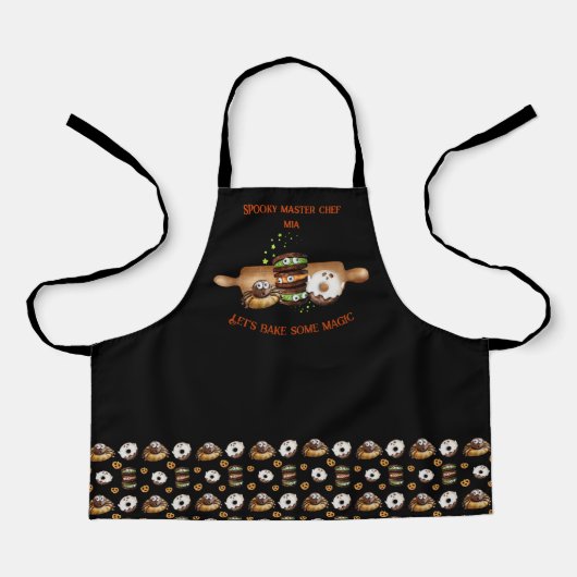 ハロウィーンいくつかの魔法の子供を焼こうおもしろい エプロン (正面)