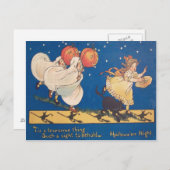 ハロウィーンいたずら幽霊衣装ブラックキャット ポストカード (正面/裏面)