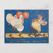 ハロウィーンいたずら幽霊衣装ブラックキャット ポストカード (正面)