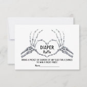 ハロウィーンおむつラッフルスケルトンハート赤ちゃんシャワー 招待状 (正面)