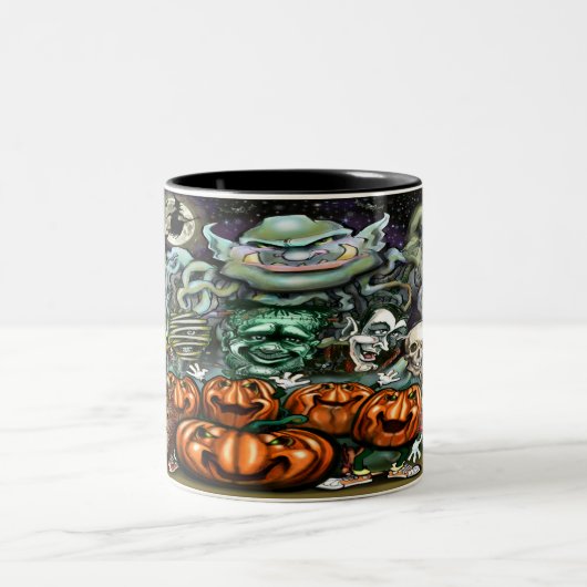 ハロウィーンおもしろいアート ツートーンマグカップ (中央)