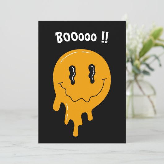 ハロウィーンおもしろいオレンジ幽霊☜カスタム 招待状 (スタンド正面)