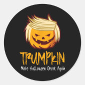 ハロウィーンおもしろいドナルドトランプ衣装ギフトアイディア ラウンドシール (正面)