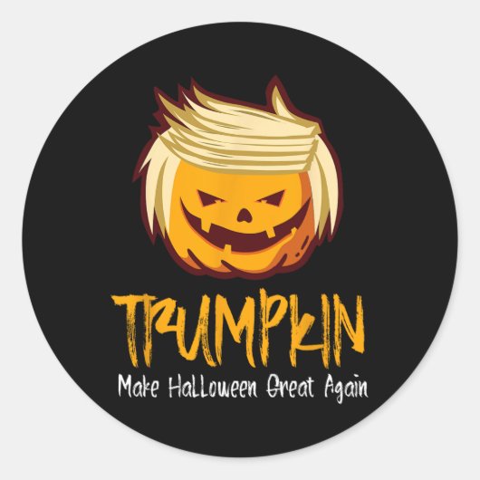 ハロウィーンおもしろいドナルドトランプ衣装ギフトアイディア ラウンドシール (正面)