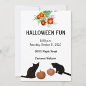 ハロウィーンおもしろいブラックキッチンパンプキンマリーゴールド 招待状 (正面)