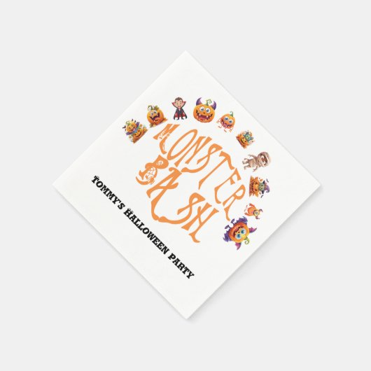 ハロウィーンおもしろいモンスターバッシュ スタンダードカクテルナプキン (角)