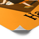 ハロウィーンおもしろい可愛いお洒落魔女オレンジ ポスター (角)