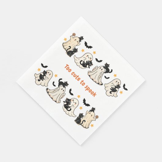 ハロウィーンおもしろい可愛い不気味幽霊猫 – 秋パーティー スタンダードランチョンナプキン (角)