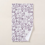 ハロウィーンおもしろい紫 バスタオルセット (ハンドタオル)