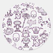 ハロウィーンおもしろい紫 ラウンドシール (正面)