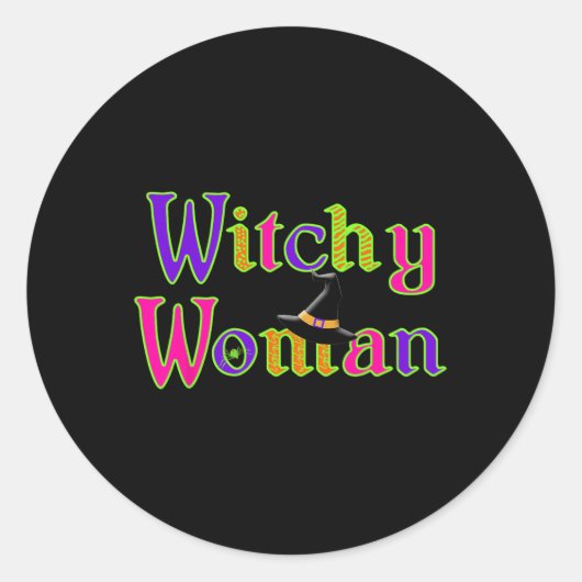 ハロウィーンおもしろい魔女の魔女トリックトリートメント ラウンドシール (正面)