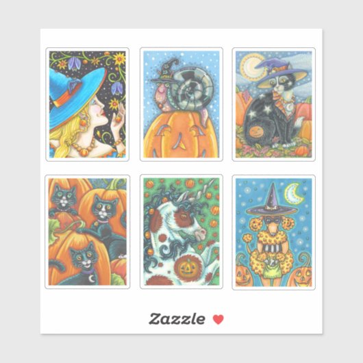 ハロウィーンおもしろい魔女犬ブラックキャットユニコーンステッカー シール (シート)