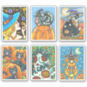 ハロウィーンおもしろい魔女犬ブラックキャットユニコーンステッカー シール (正面)