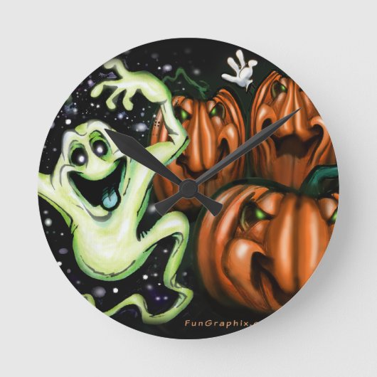 ハロウィーンおもしろい ラウンド壁時計 (正面)