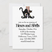 ハロウィーンお洒落かわいい魔女シューズ黒猫 招待状 (正面)
