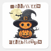 ハロウィーンお祝いの変換 スクエアシール (正面)