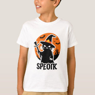 ハロウィーンお祝いウィザードハットブラックキャットマ Tシャツ