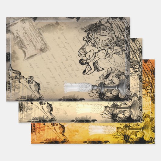 ハロウィーンお祝いタイムヴィンテージエフェメラ ラッピングペーパーシート (セット)