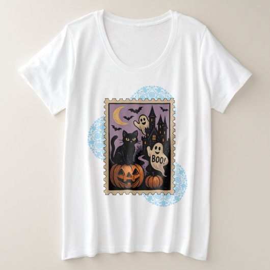 ハロウィーンお祝い プラスサイズTシャツ (デザイン正面)