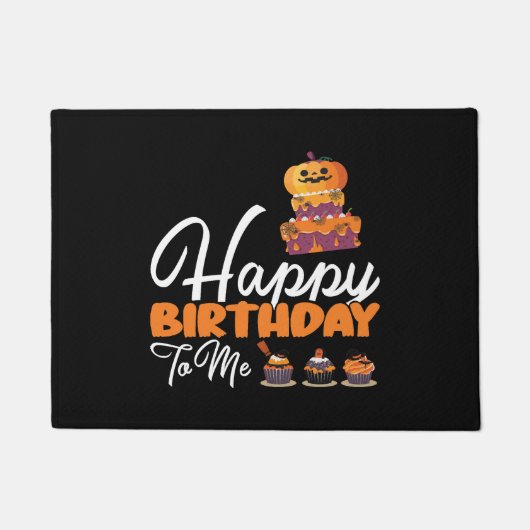 ハロウィーンお誕生日ケーキハッピーバースデーへ ドアマット (正面)