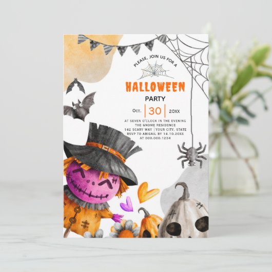 ハロウィーンかかしをテーマにしたパーティー 招待状 (スタンド正面)